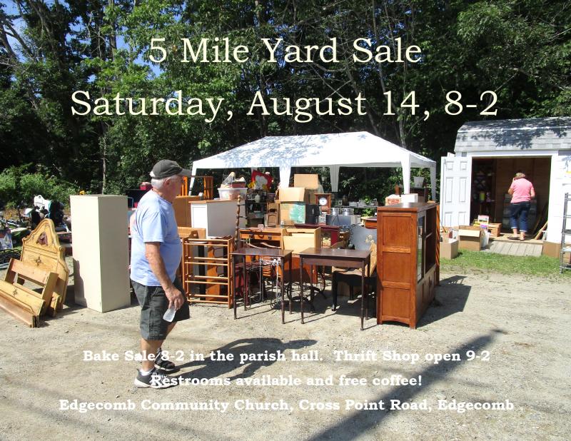 church joining 5Mile Yard Sale and Bake Sale Aug. 14